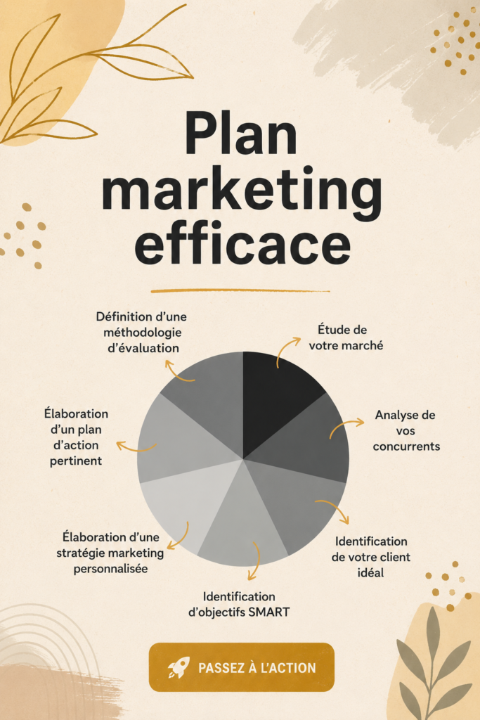 Femme travaillant sur son plan marketing avec un ordinateur