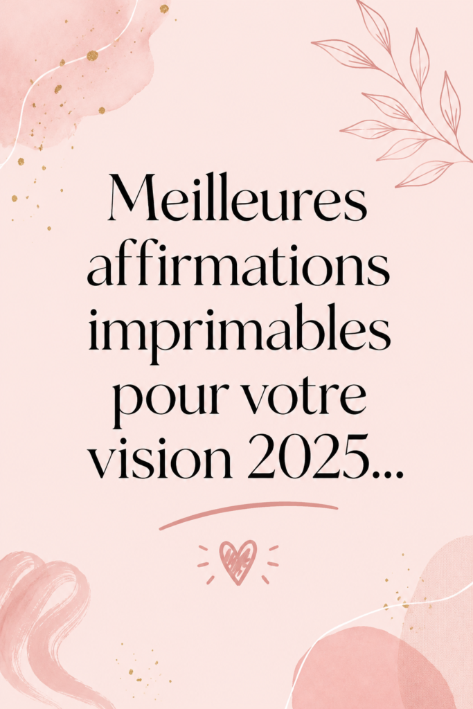 Affiches d'affirmations inspirantes pour la vision 2025 sur un fond coloré.