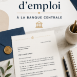Femme réfléchissant à sa demande d'emploi à la Banque Centrale