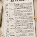 Un Bullet Journal ouvert avec un habit tracker coloré utilisé pour suivre les habitudes quotidiennes.
