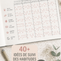 Une page d'un Bullet Journal avec différents habit trackers colorés et attirants.