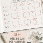 Une page d'un Bullet Journal avec différents habit trackers colorés et attirants.