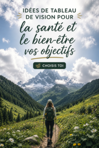 Un vision board coloré avec des images inspirantes pour la santé et le bien-être.
