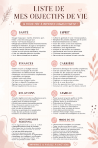 Modèle simple et clair pour une liste d'objectifs de vie