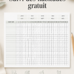 Capture d'écran d'un modèle gratuit de suivi des habitudes numériques, illustrant une interface pratique et conviviale.