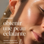 Femme souriante avec un teint éclatant, montrant une peau radieuse et bien entretenue.