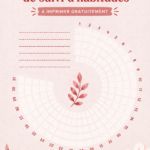 Un planner esthétique avec des motifs fleuris et des sections pour le suivi des habitudes.