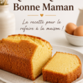 Gâteau Quatre-Quart moelleux sur une table en bois avec des fruits