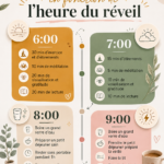 Femme prenant son petit déjeuner et planifiant sa routine matinale selon son heure de réveil