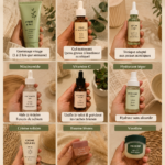 Femme appliquant des produits de soin sur son visage