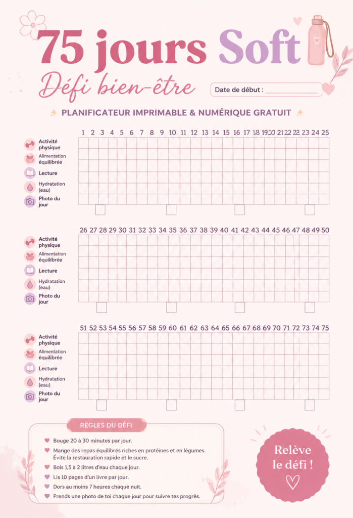 Mode de vie sain et suivi de défis avec un planner illustré