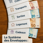 Un ensemble d'enveloppes avec des étiquettes pour un budget organisé