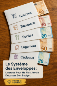 Un ensemble d'enveloppes avec des étiquettes pour un budget organisé