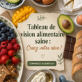 Tableau de vision avec des images d'aliments sains et équilibrés inspirants
