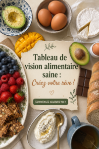 Tableau de vision avec des images d'aliments sains et équilibrés inspirants