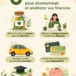 Femme souriante examinant son budget et ses économies