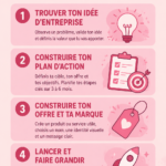 Femme réfléchissant à son projet d'entreprise, devant un carnet et un ordinateur.