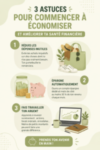 Femme souriante tenant un carnet de budget pour gérer ses finances personnelles.