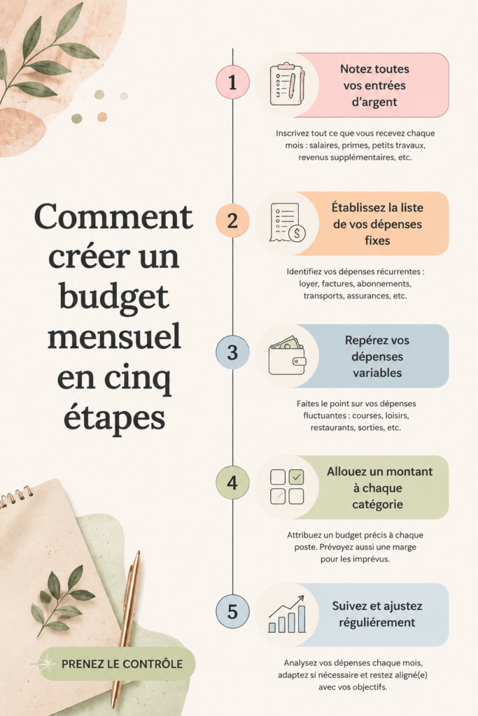 Femme dans un décor chaleureux examinant ses finances avec un style pratique.