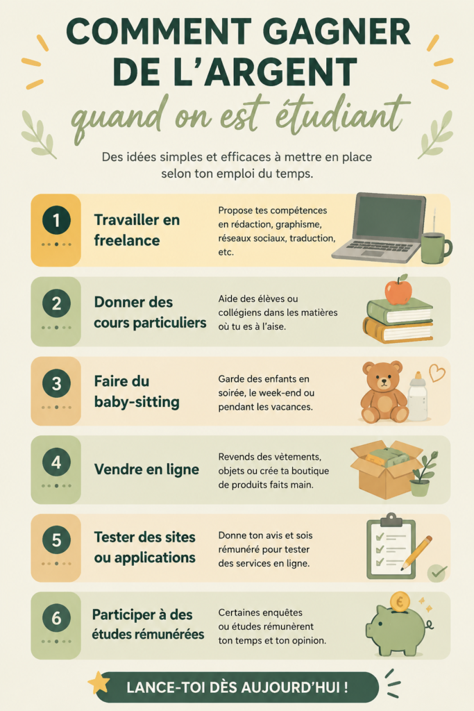 Étudiante travaillant sur son ordinateur pour gagner de l'argent