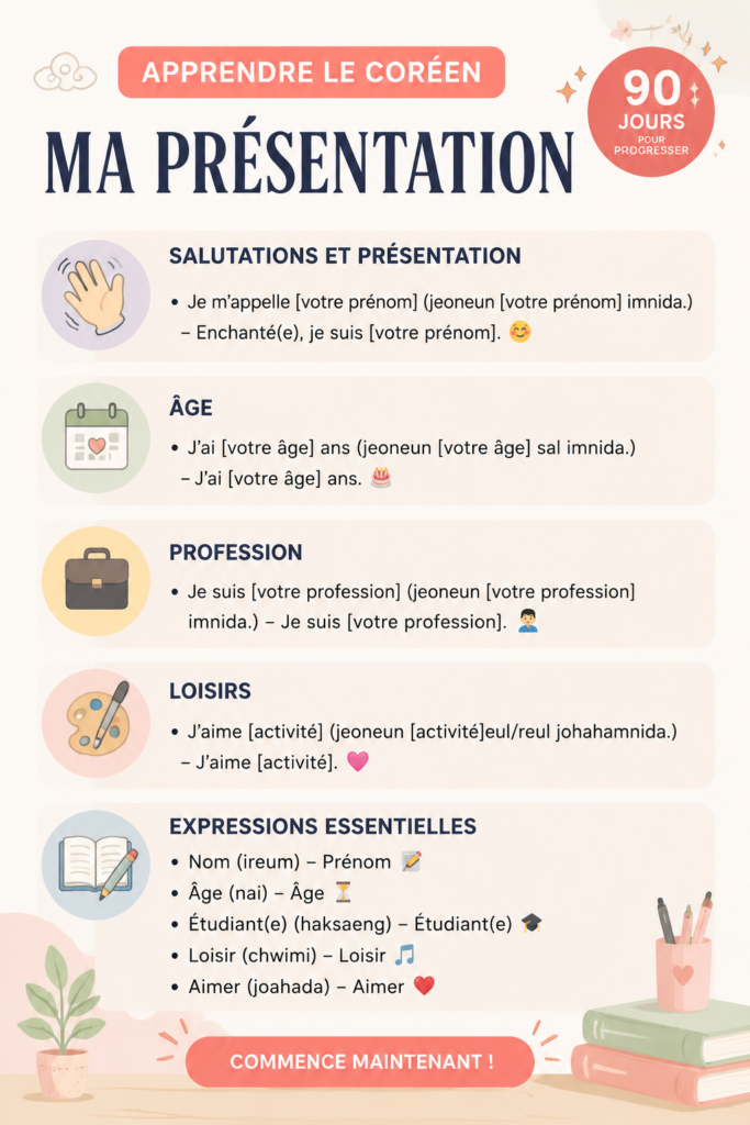 Femme se présentant en coréen lors d'une rencontre culturelle.