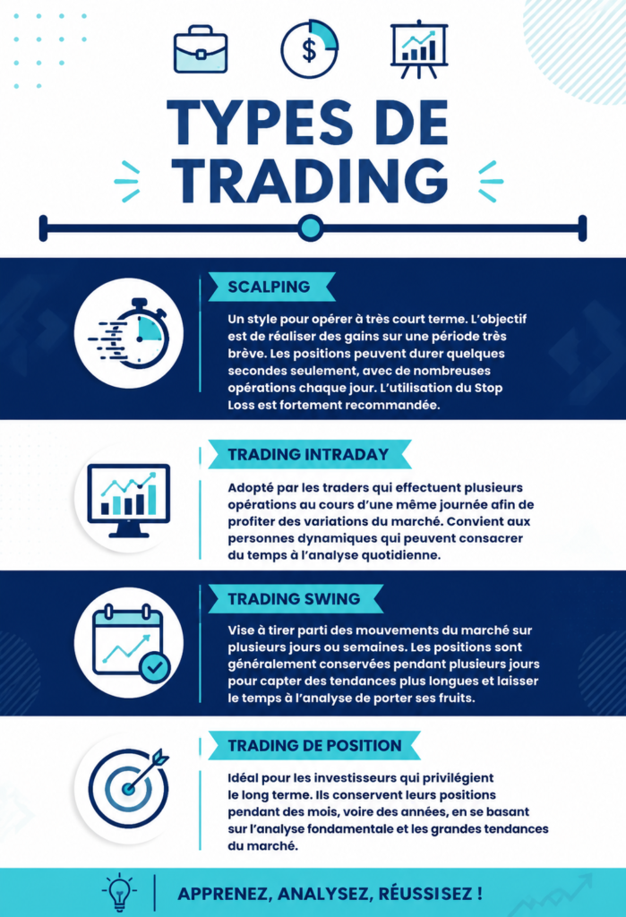 Illustration représentant différents types de trading