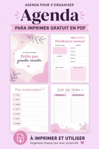 Agenda imprimable en PDF avec des pages planifiées pour organiser son temps.