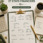Femme regardant des états financiers avec un ordinateur portable, symbolisant la gestion des finances personnelles.