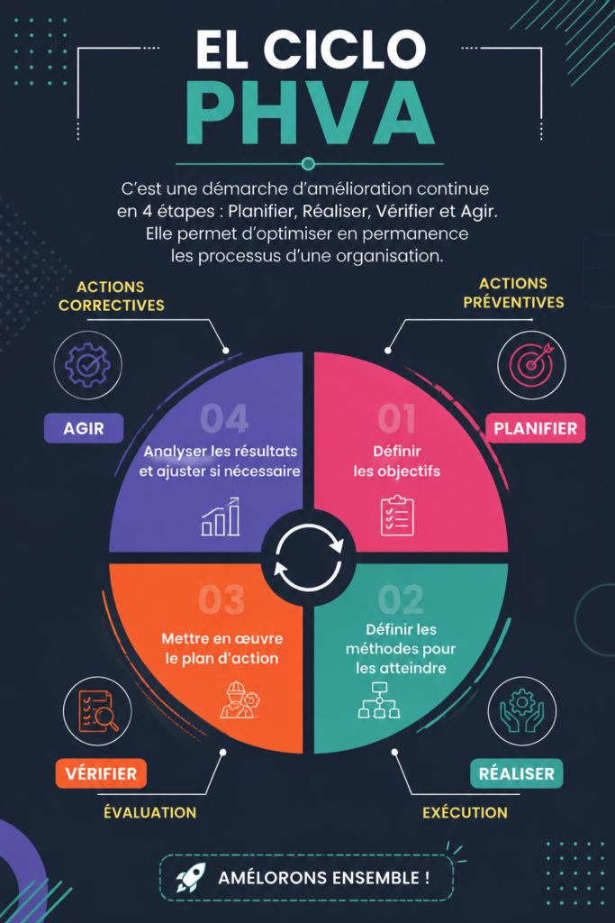 Graphique illustrant le cycle PHVA dans la gestion de projets