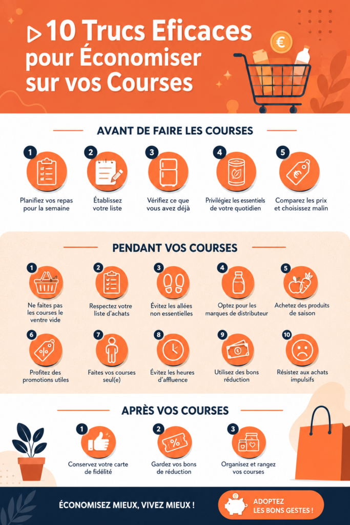 Femme faisant ses courses avec des sacs réutilisables, souriante et organisée.