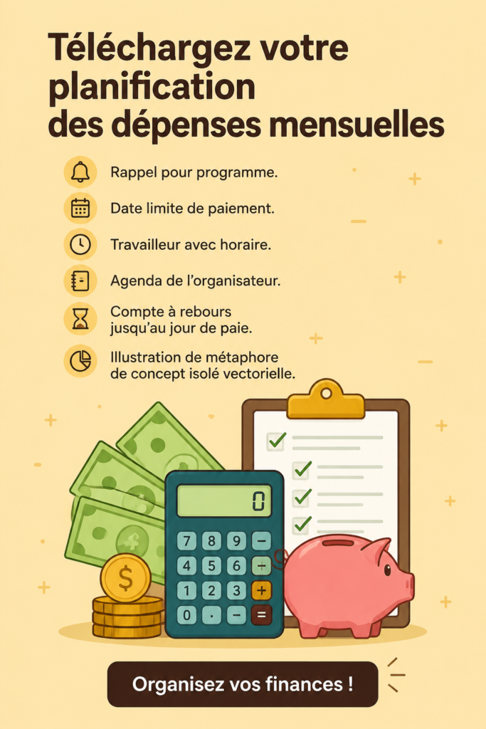 Exemple de planning de dépenses mensuelles pour une meilleure gestion financière