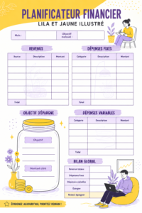 Femme utilisant un modèle de planificateur financier sur Canva pour organiser ses finances.
