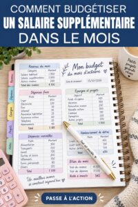 Image montrant une femme financièrement responsable calculant son budget avec un salaire supplémentaire.