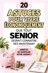Femme souriante tenant un panier de courses, symbole de vie frugale et économe.