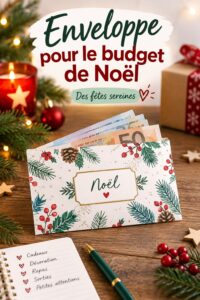 Enveloppe budgétaire de Noël avec des décorations festives
