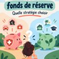 Une femme heureuse vérifiant ses finances avec des documents et un ordinateur, représentant la gestion des fonds d'urgence et de prévoyance.