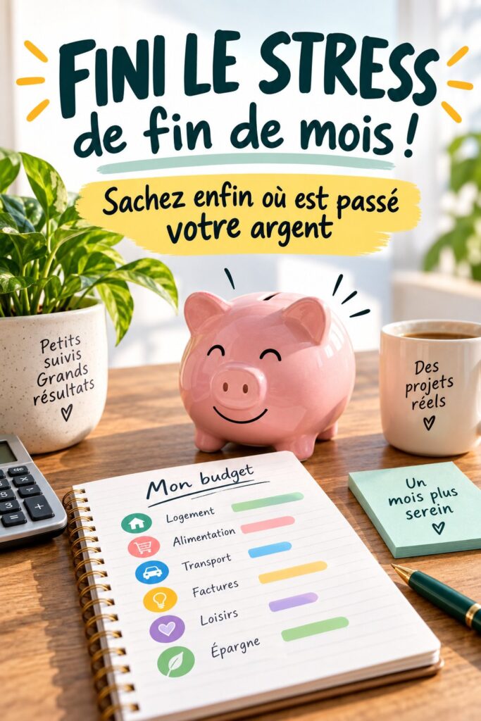 Femme souriante prenant des notes sur son budget mensuel