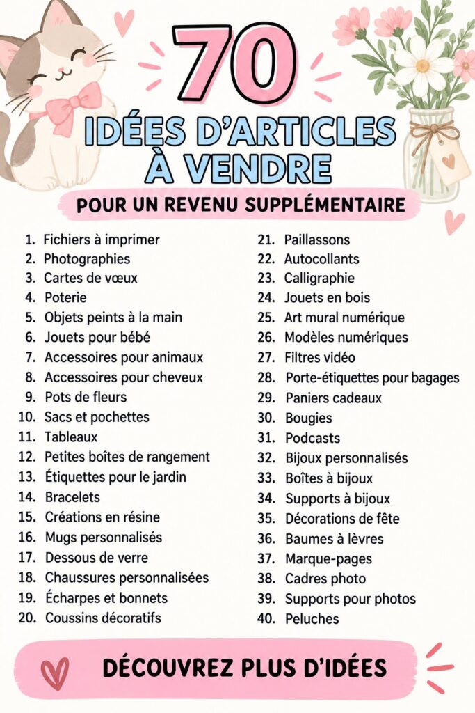 Femme souriante tenant des objets à vendre pour un revenu complémentaire