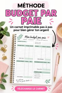 Femme utilisant un carnet budgétaire imprimable pour planifier ses finances.