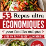 Repas économique préparé dans une cuisine chaleureuse, montrant des ingrédients accessibles.