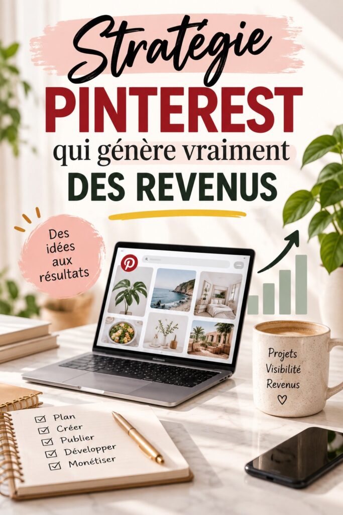 Femme réfléchissant à une stratégie pour son compte Pinterest.