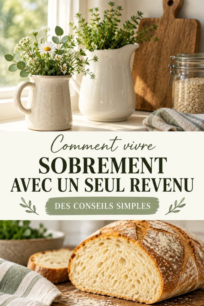 Femme souriante gérant son budget à la maison, représentant un mode de vie frugal