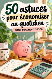 Femme souriante examinant son budget avec des notes et un ordinateur.