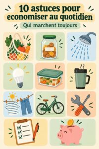 Femme souriante appliquant des astuces de vie frugale dans sa cuisine