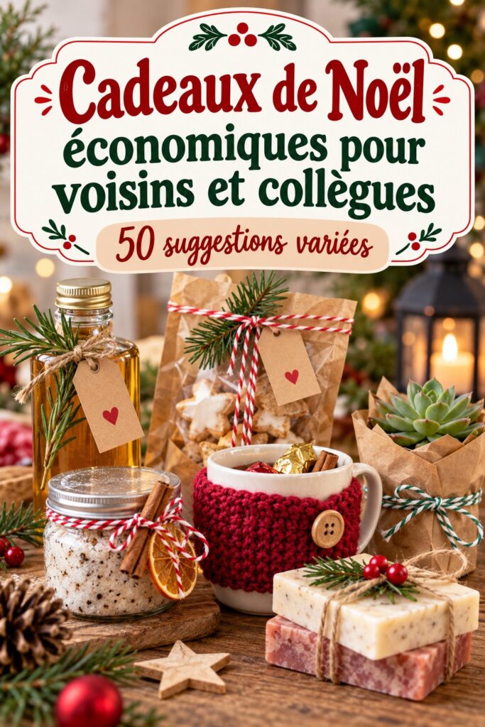 Cadeaux de Noël économiques pour collègues et voisins, avec un fond festif