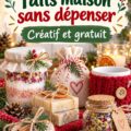 Exemples de cadeaux de Noël faits maison présentés sur une table, mettant en valeur des réalisations créatives et économiques.