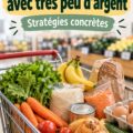 Panier de courses rempli d'aliments économiques et sains