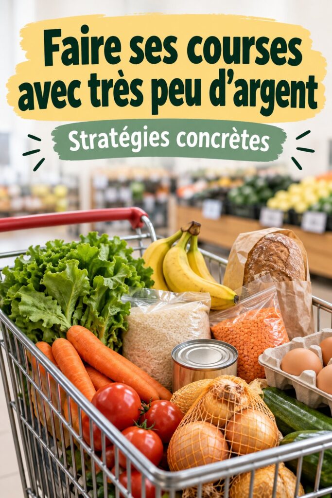 Panier de courses rempli d'aliments économiques et sains