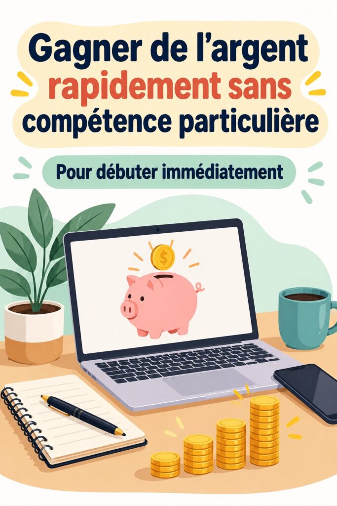 Femme souriante tenant des billets de banque, représentant le concept de gagner de l'argent rapidement.