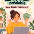 Une femme heureuse tenant un panneau "Gagner de l'argent sans expérience préalable".
